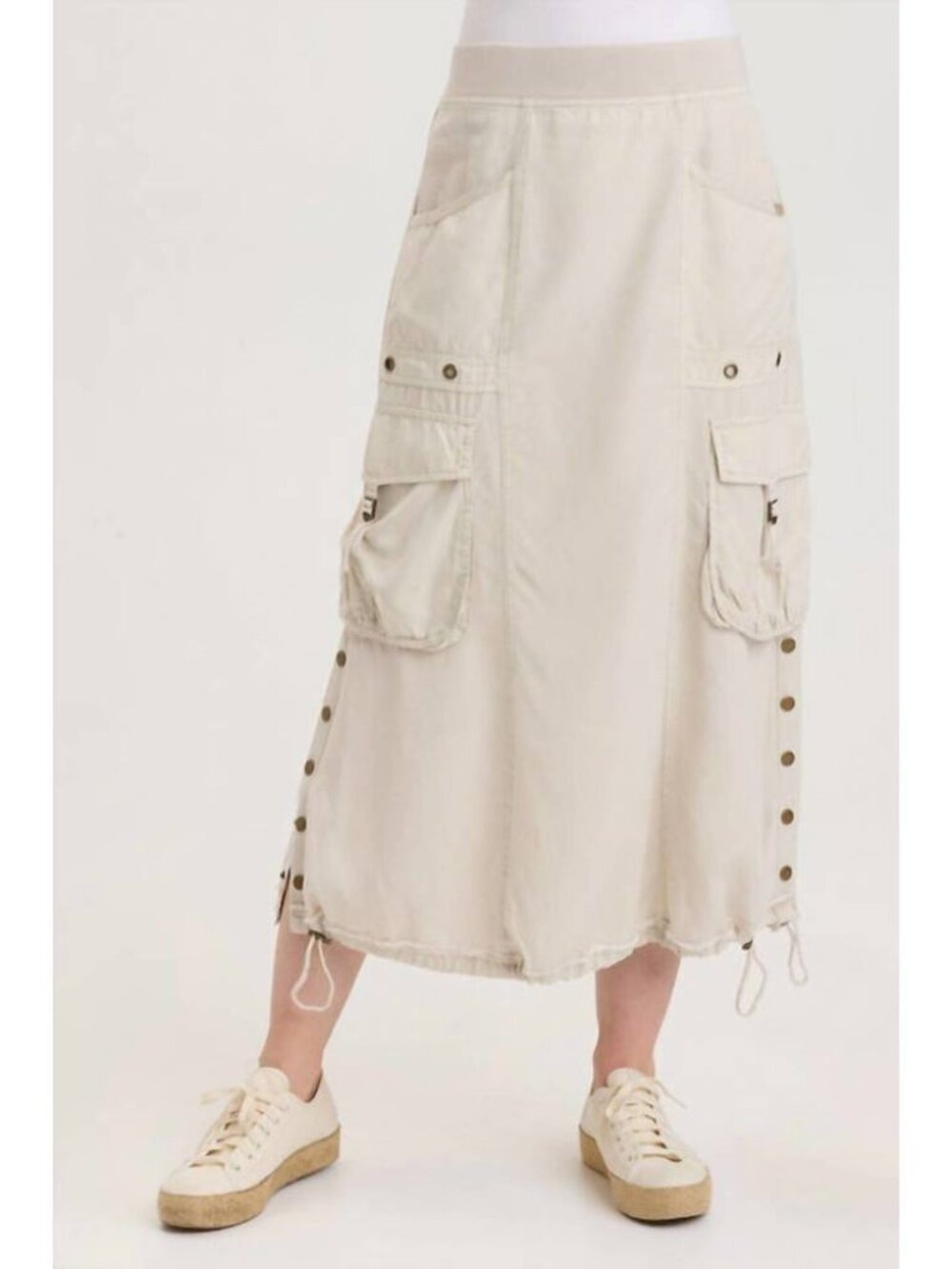 XCVI Womens Leslyn Cargo Skirt Tan Sz Lg NWT Pockets Transitional Earthy Scandi